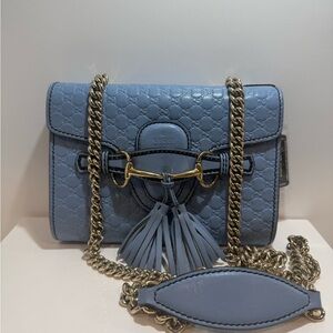 Gucci Microguccissima Mini Emily Shoulder Bag in Mineral Blue